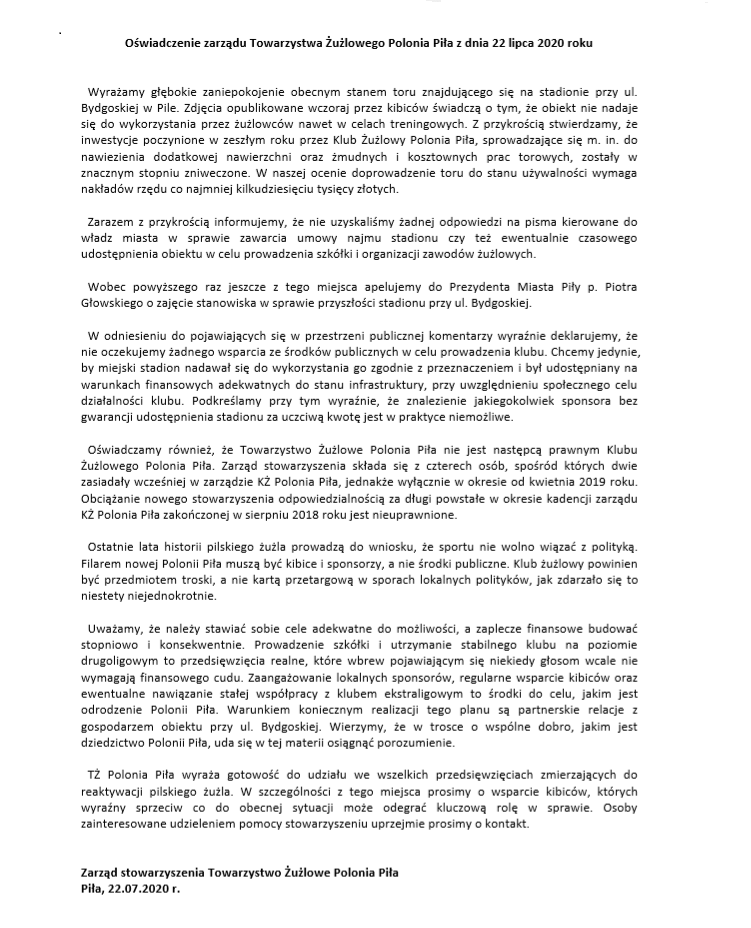Oświadczenie TŻ PP
